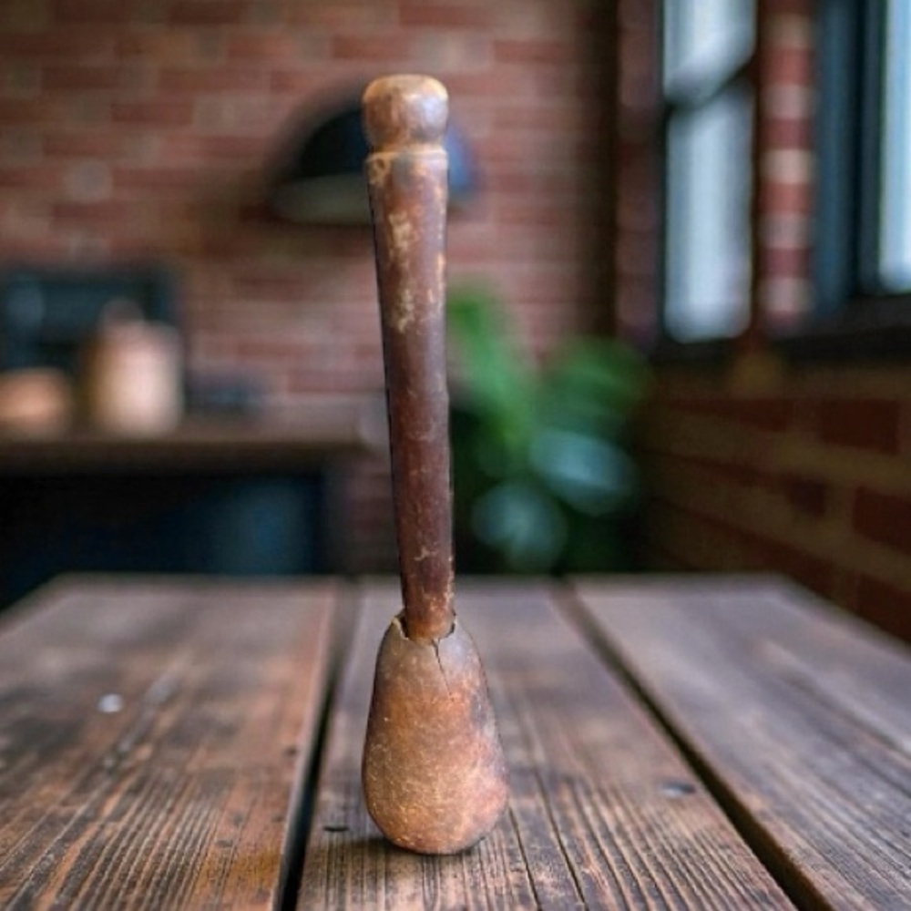 Antique wooden masher/pounder, hand turned wood, rustic decor, sold as is